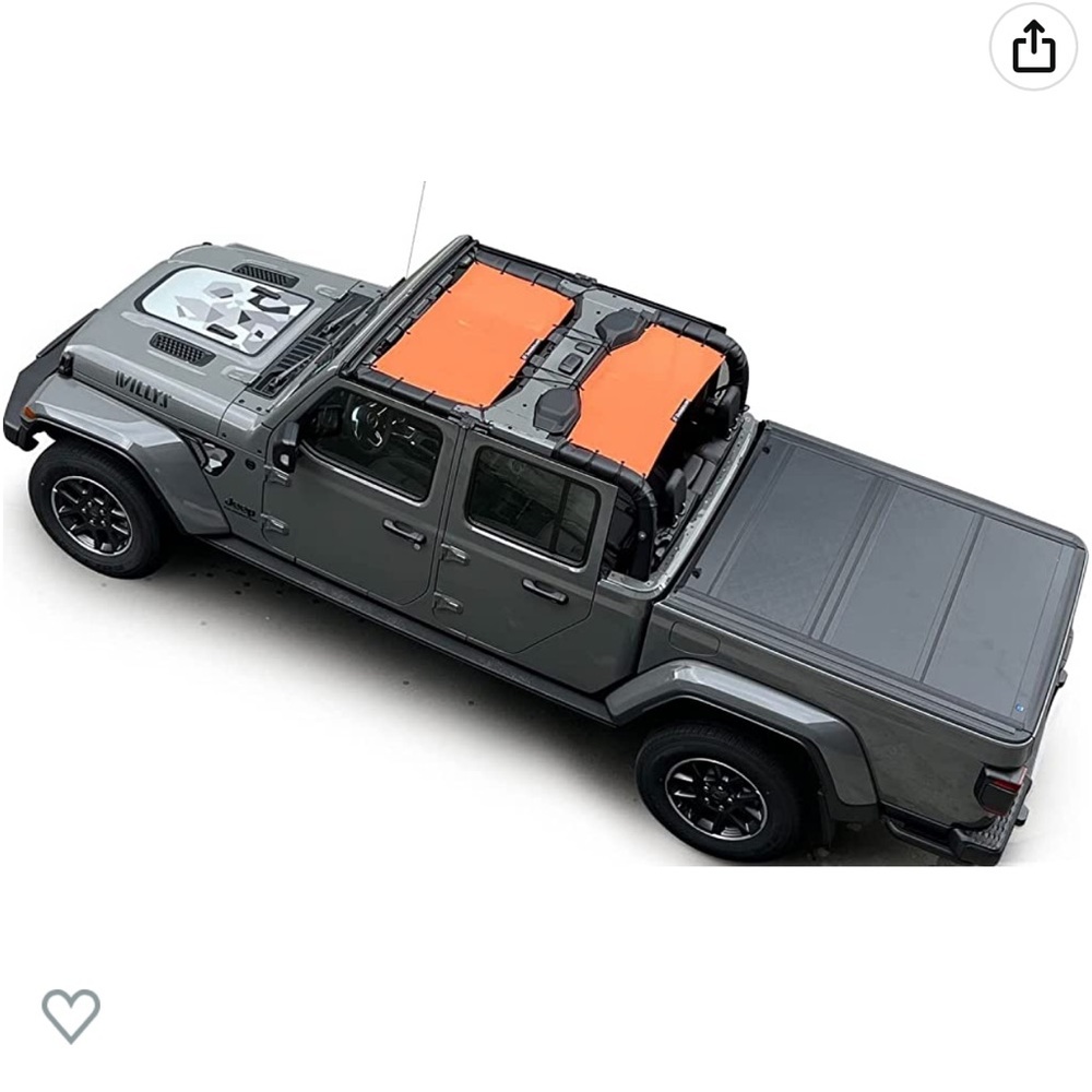 Luxucy Jeep Gladiator Orange Shadeidea Mesh Top Sun Shade JT Combo